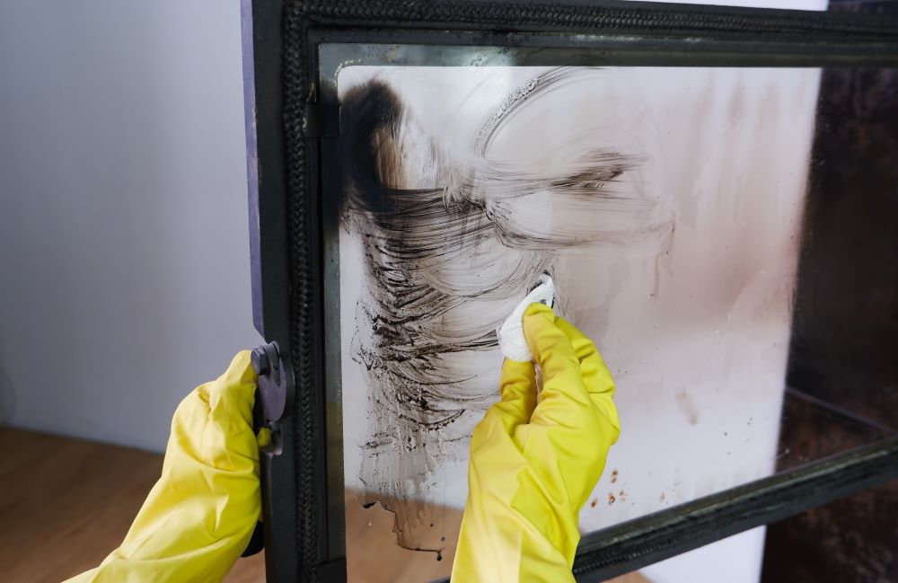 Fireplace Stove Glass Cleaning Process