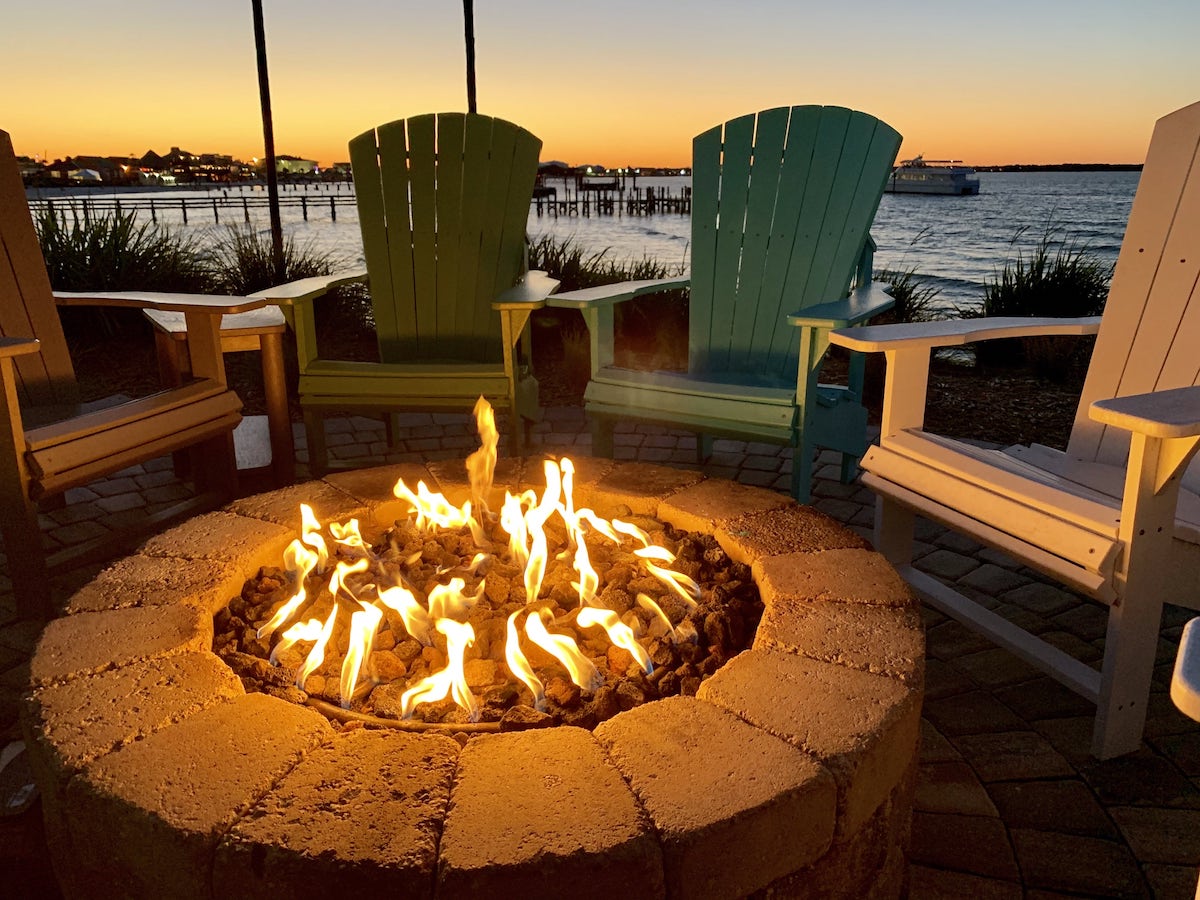 Cozy fire pit made from bricks